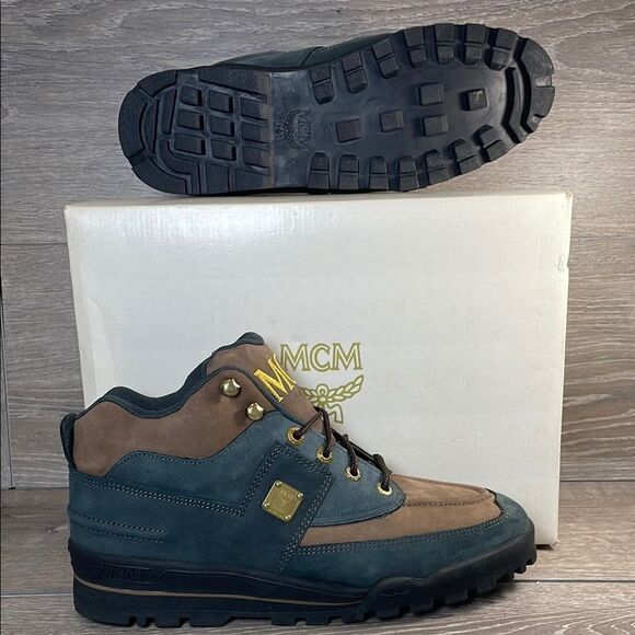 NEW MCM Hiker High Top Men's Sz 11 Brown Black Lace Up Hiking Shoes - Picture 1 of 13